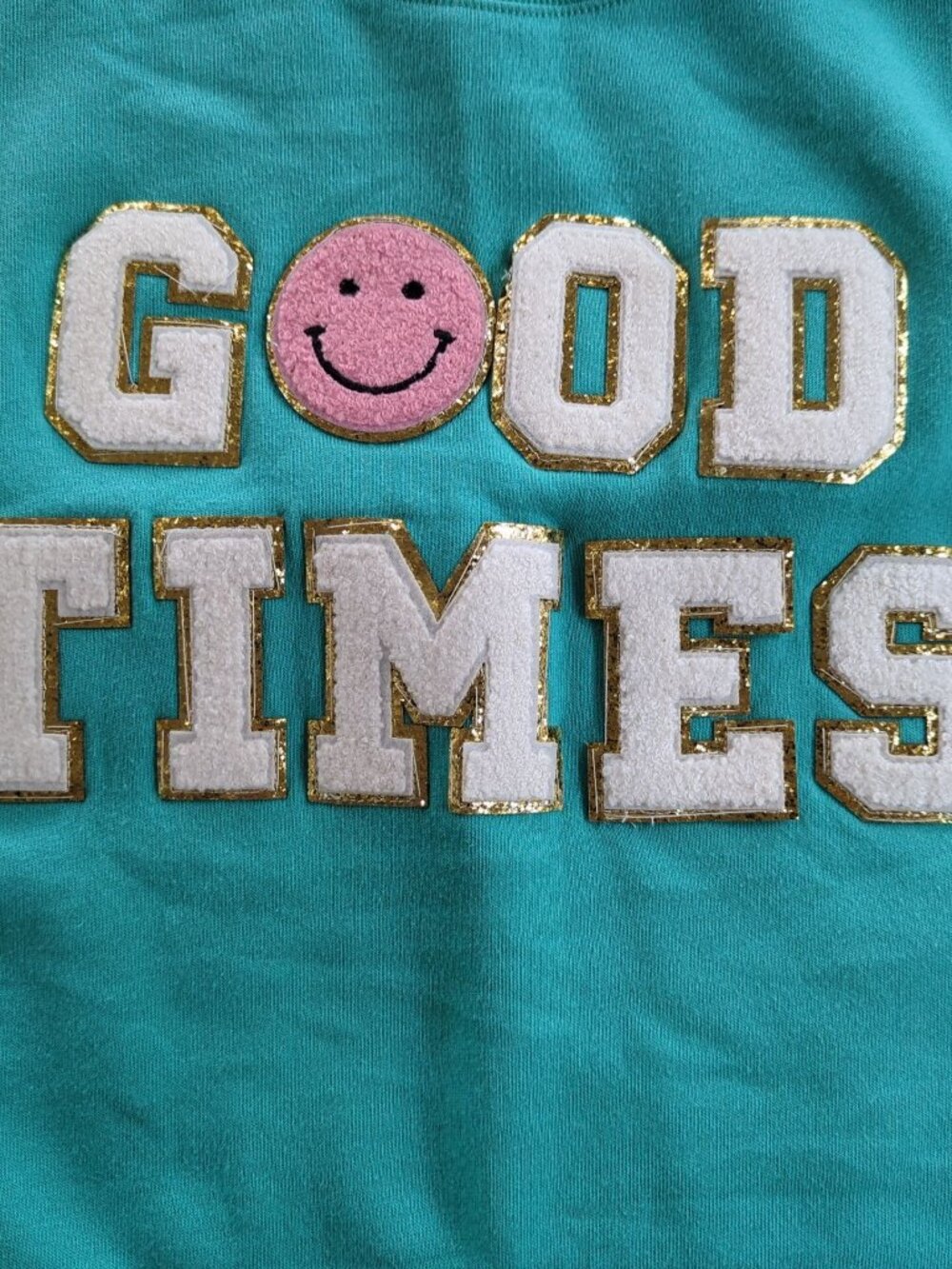 Judith March Good Times Sweatshirt Size S Teal GOOD TIMES Made USA - Picture 3 of 11